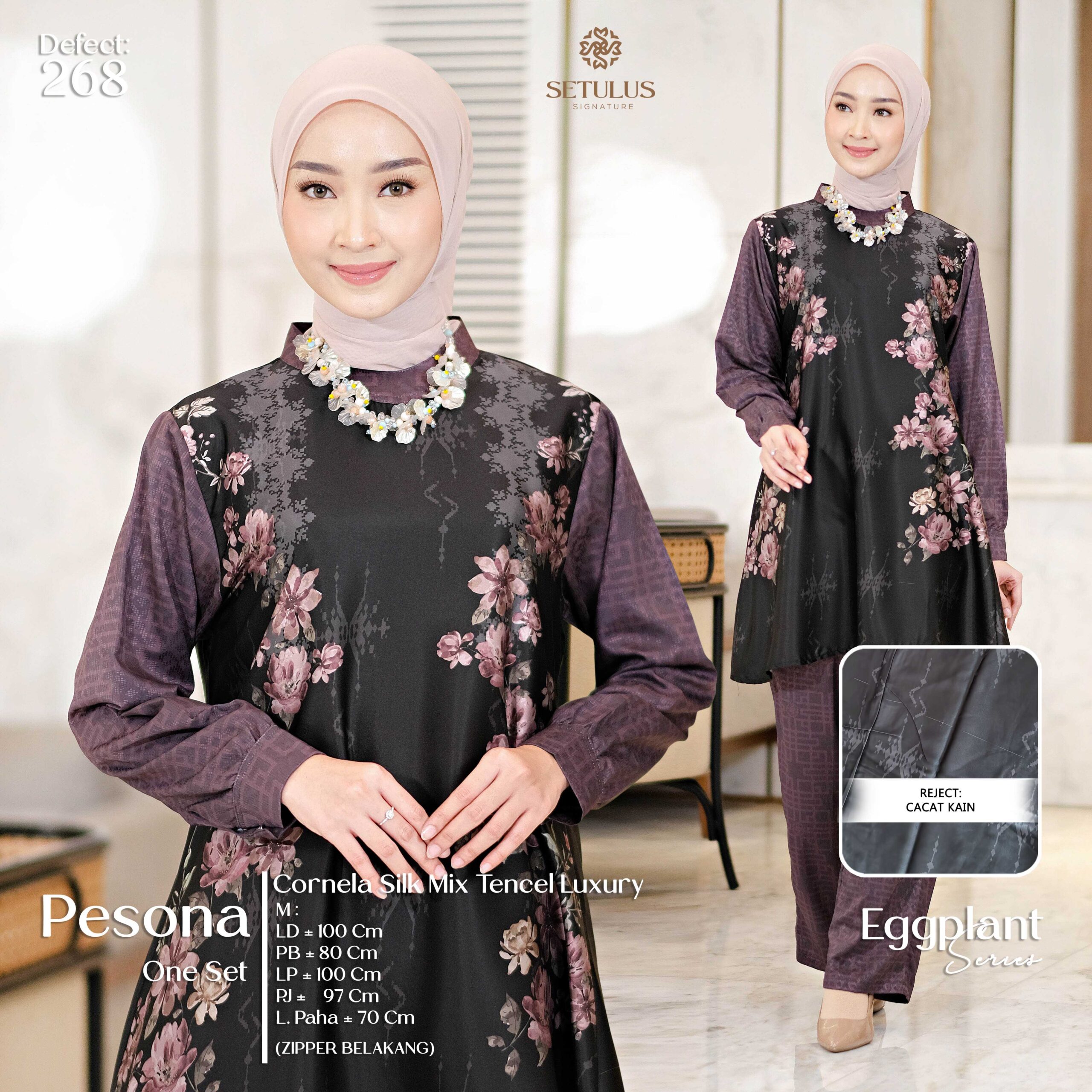 PESONA ONE SET, M - EGGPLANT (268)