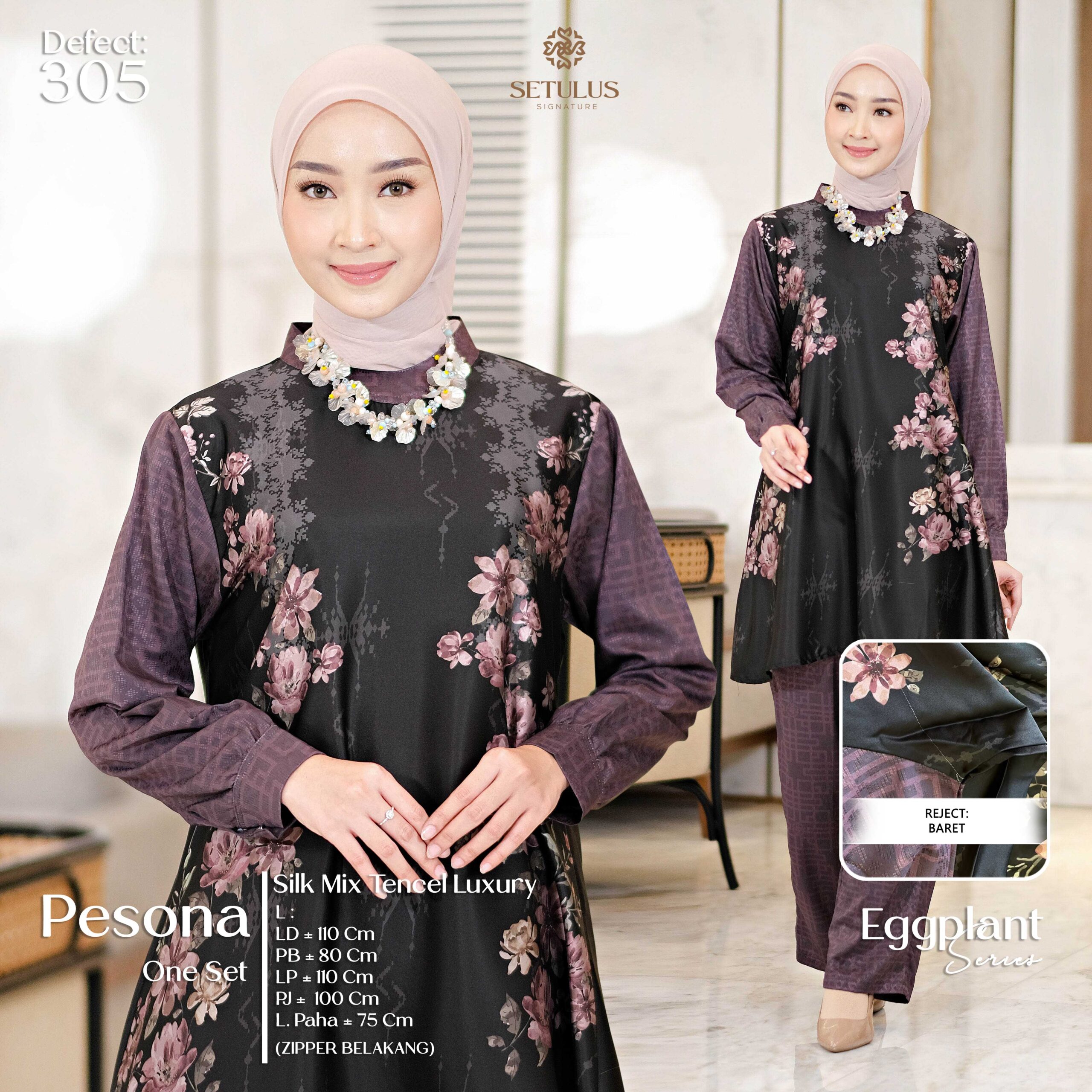 PESONA ONE SET, L – EGGPLANT (305)