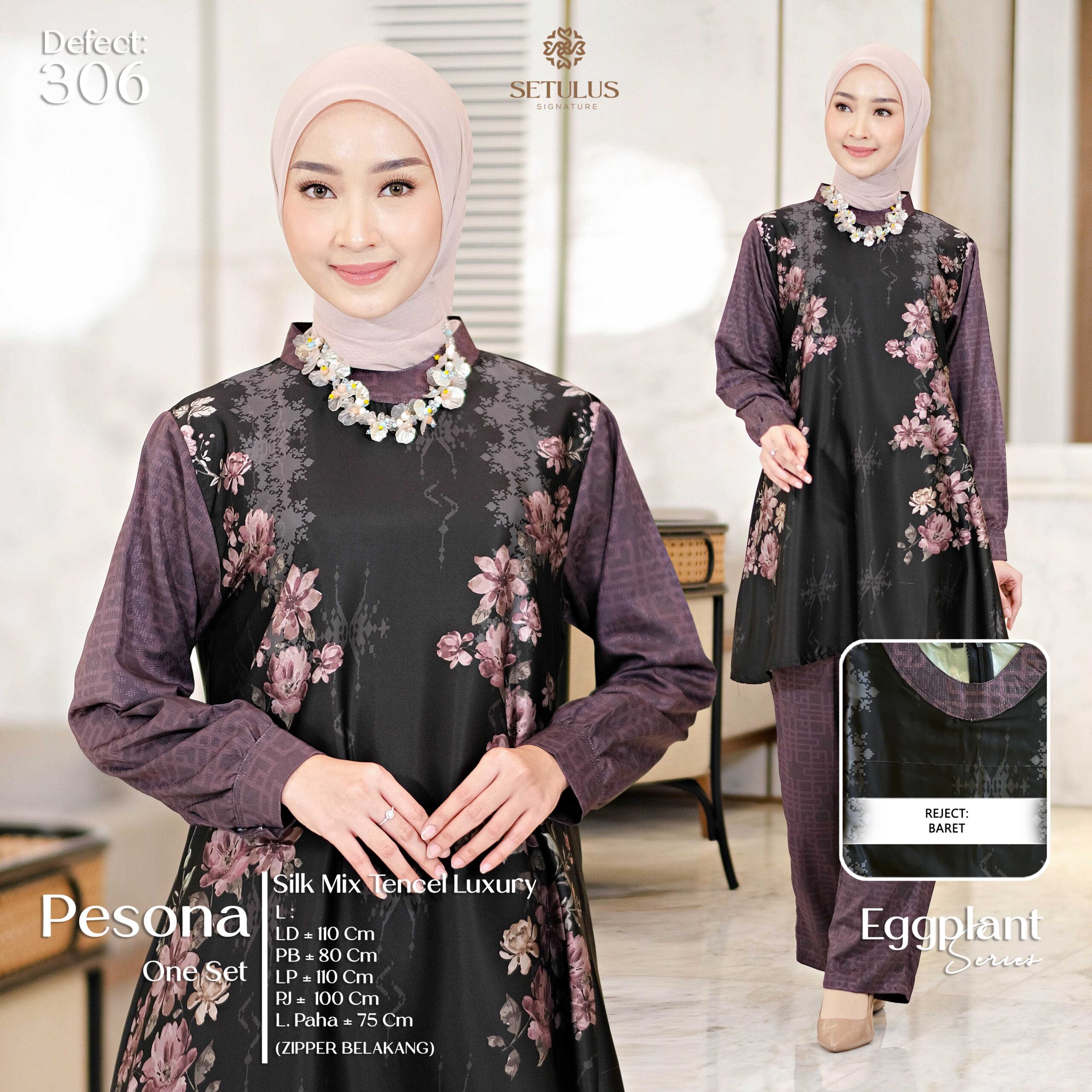 PESONA ONE SET, L – EGGPLANT (306)